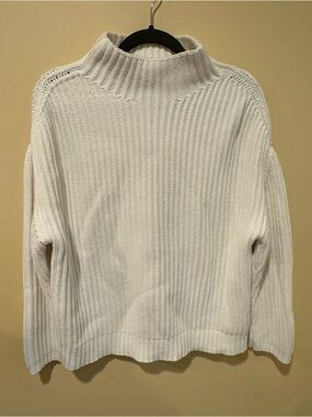 Women's White Heavy Weight Mock Neck Sweater
